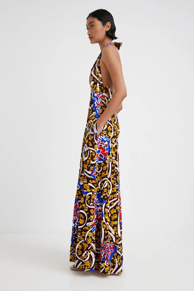 Desigual Stella Jean Long Halter Dress Women Dresses