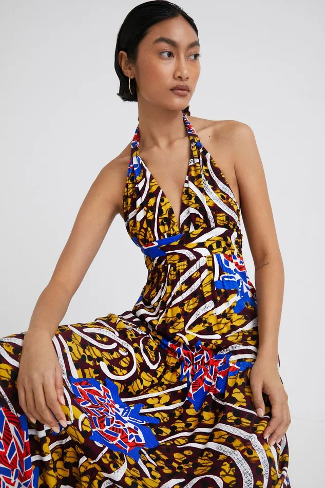 Desigual Stella Jean Long Halter Dress Women Dresses