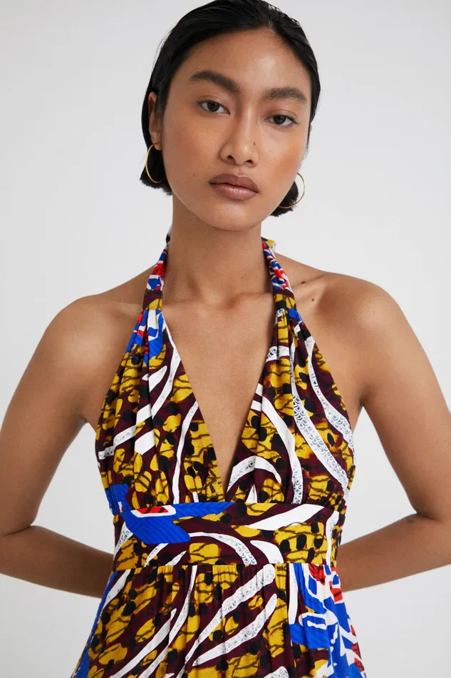Desigual Stella Jean Long Halter Dress Women Dresses