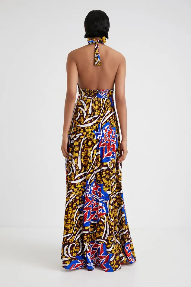 Desigual Stella Jean Long Halter Dress Women Dresses