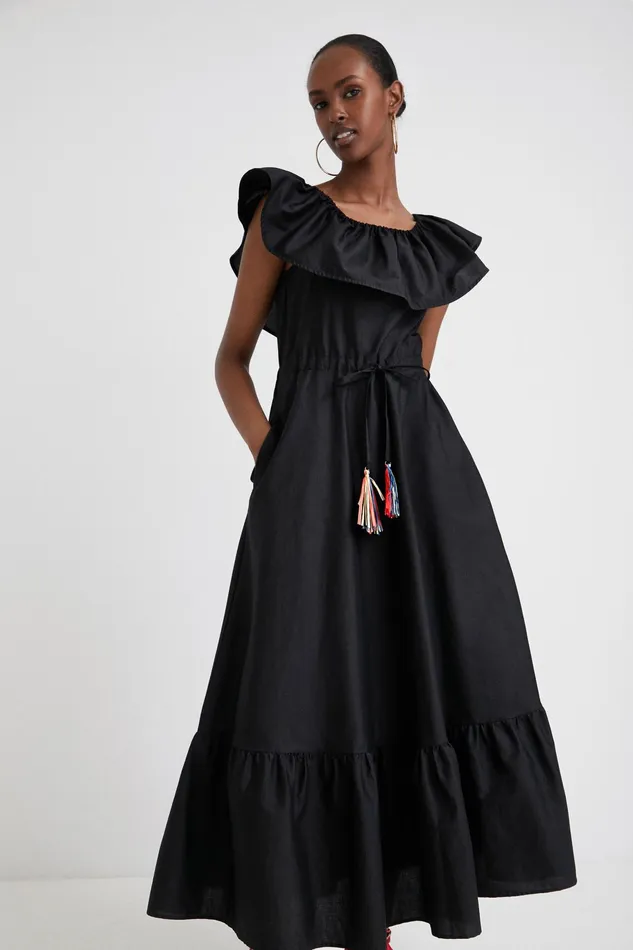 Desigual Stella Jean Ruffled Midi Dress Women Dresses