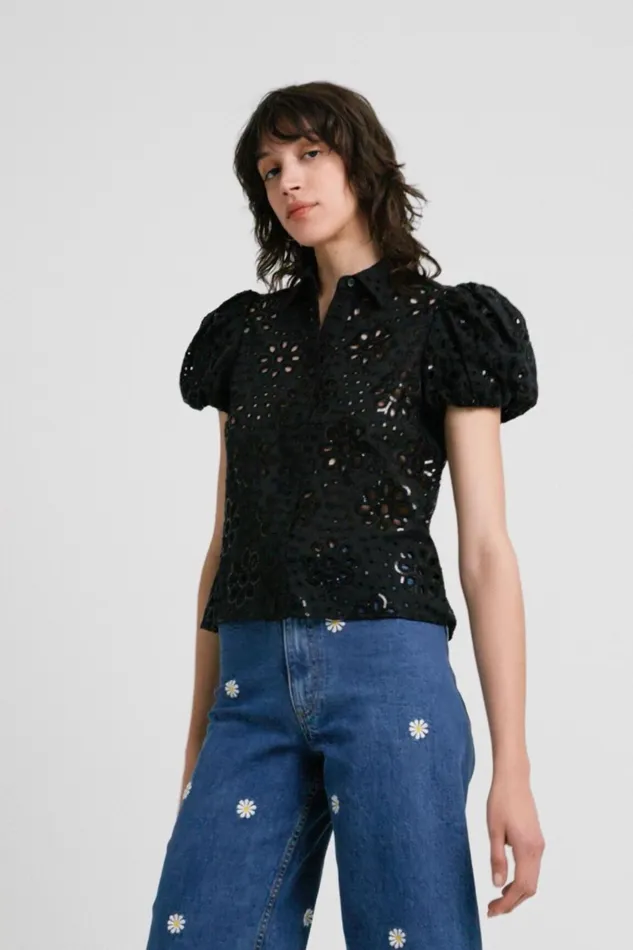 Desigual Swiss Embroidery Shirt Women Tops and Shirts