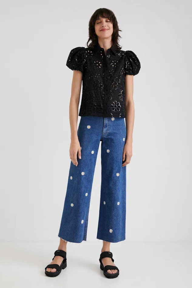 Desigual Swiss Embroidery Shirt Women Tops and Shirts
