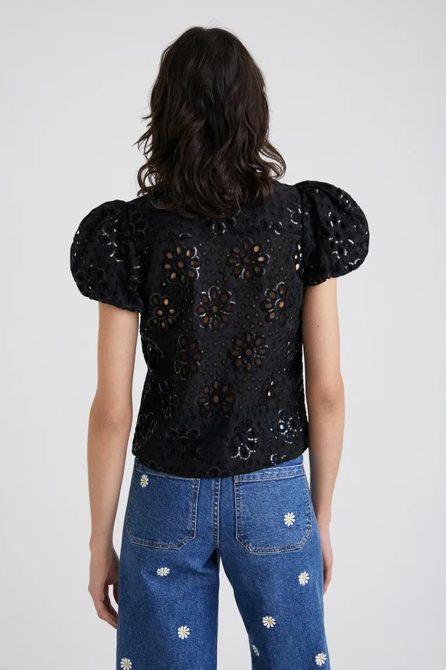 Desigual Swiss Embroidery Shirt Women Tops and Shirts