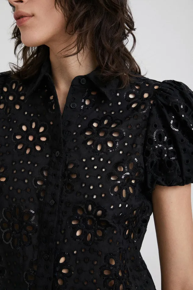 Desigual Swiss Embroidery Shirt Women Tops and Shirts