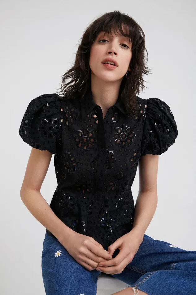 Desigual Swiss Embroidery Shirt Women Tops and Shirts