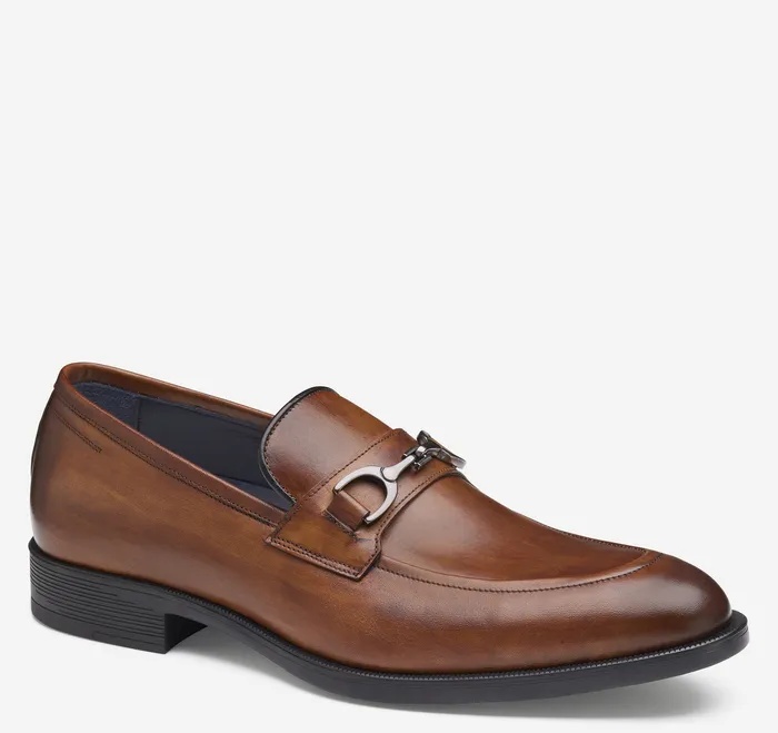 Dress Shoes Men Flynch Bit Loafer Tan Italian Calfskin Johnston and Murphy