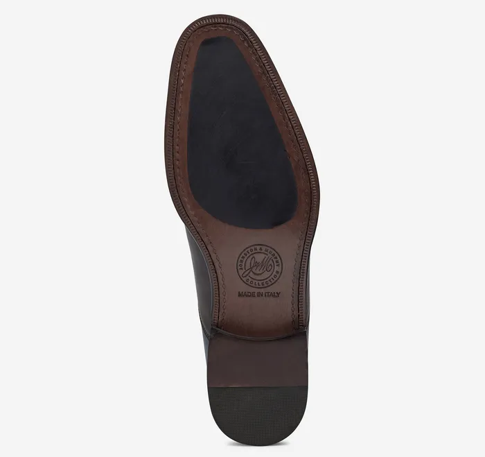 Dress Shoes Men Johnston and Murphy Ellsworth Cap Toe NavyBrown Italian Calfskin