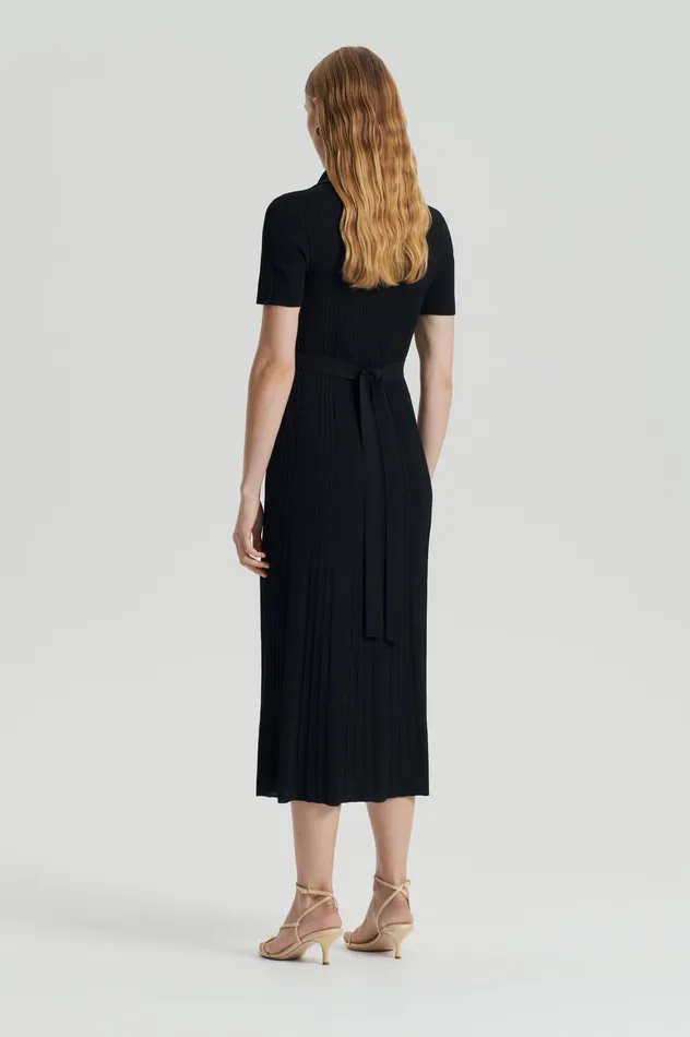 Dresses PLEATED RIB PLACKET DRESS BLACK Scanlan Theodore Women Dresses PLEATED RIB PLACKET DRESS BLACK Scanlan Theodore Women