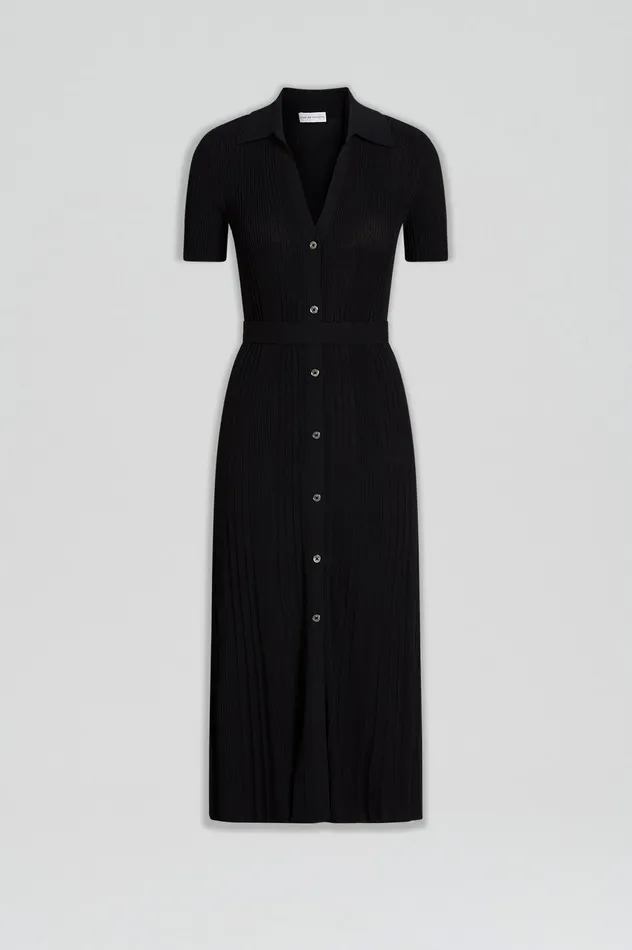 Dresses PLEATED RIB PLACKET DRESS BLACK Scanlan Theodore Women Dresses PLEATED RIB PLACKET DRESS BLACK Scanlan Theodore Women