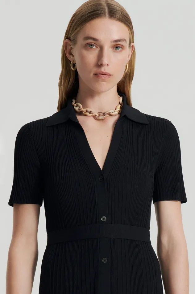 Dresses PLEATED RIB PLACKET DRESS BLACK Scanlan Theodore Women Dresses PLEATED RIB PLACKET DRESS BLACK Scanlan Theodore Women
