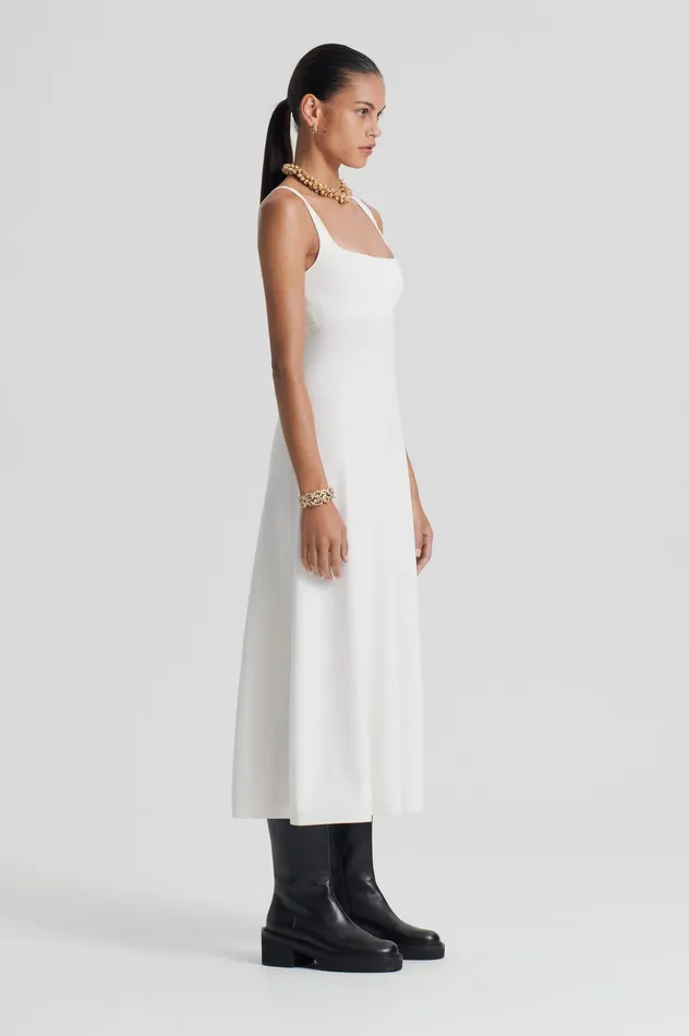 Dresses Scanlan Theodore Women CREPE KNIT SQUARE NECK DRESS CREAM