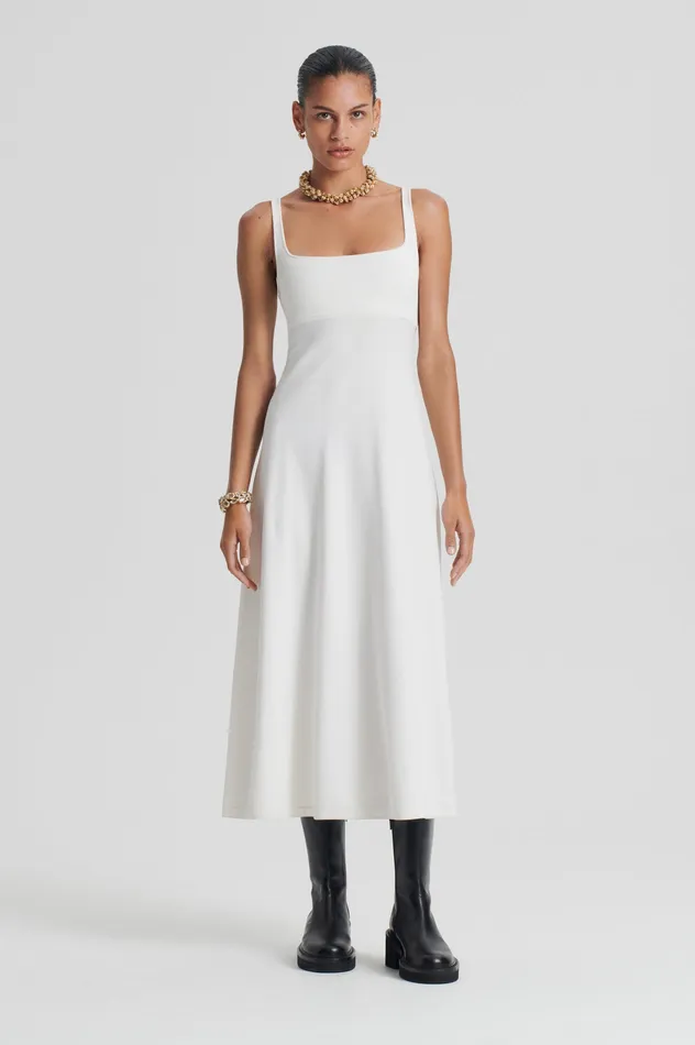 Dresses Scanlan Theodore Women CREPE KNIT SQUARE NECK DRESS CREAM