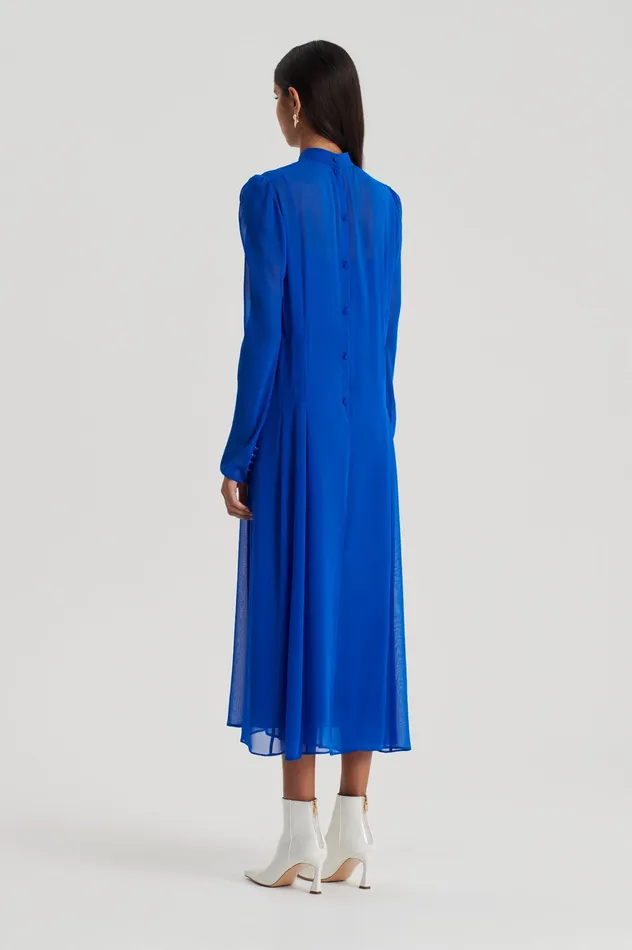 Dresses Scanlan Theodore Women SILK GEORGETTE GATHER NECK DRESS COBALT Dresses Scanlan Theodore Women SILK GEORGETTE GATHER NECK DRESS COBALT