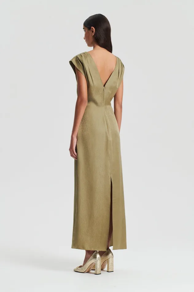 Dresses Scanlan Theodore Women SILK JACQUARD DRESS OLIVE