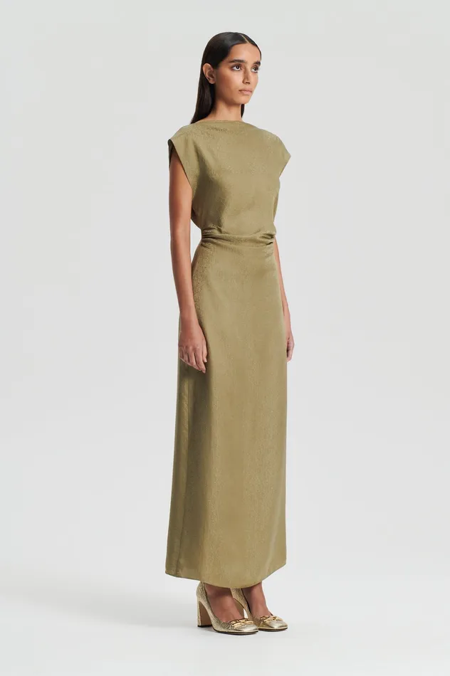 Dresses Scanlan Theodore Women SILK JACQUARD DRESS OLIVE