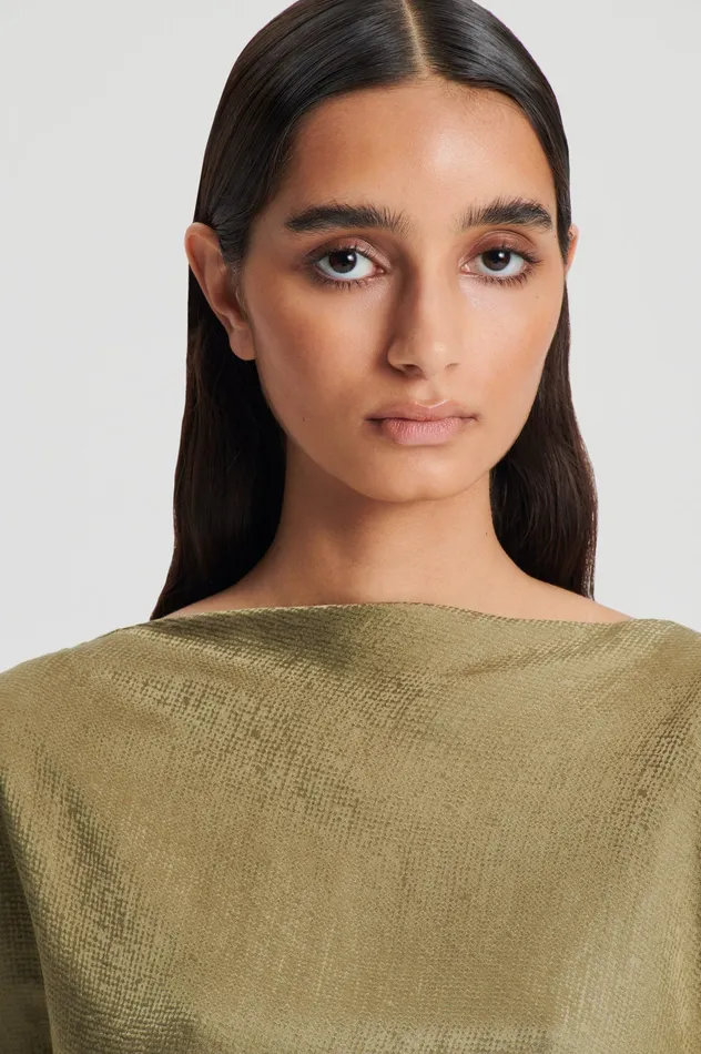 Dresses Scanlan Theodore Women SILK JACQUARD DRESS OLIVE