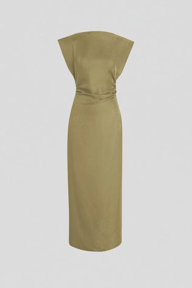 Dresses Scanlan Theodore Women SILK JACQUARD DRESS OLIVE