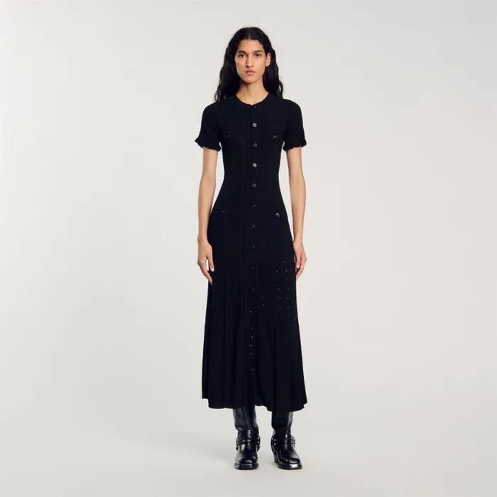 Dresses Women SANDRO Knit Maxi Dress Black