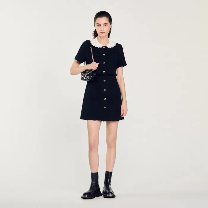 Dresses Women SANDRO Short Tweed Dress Black