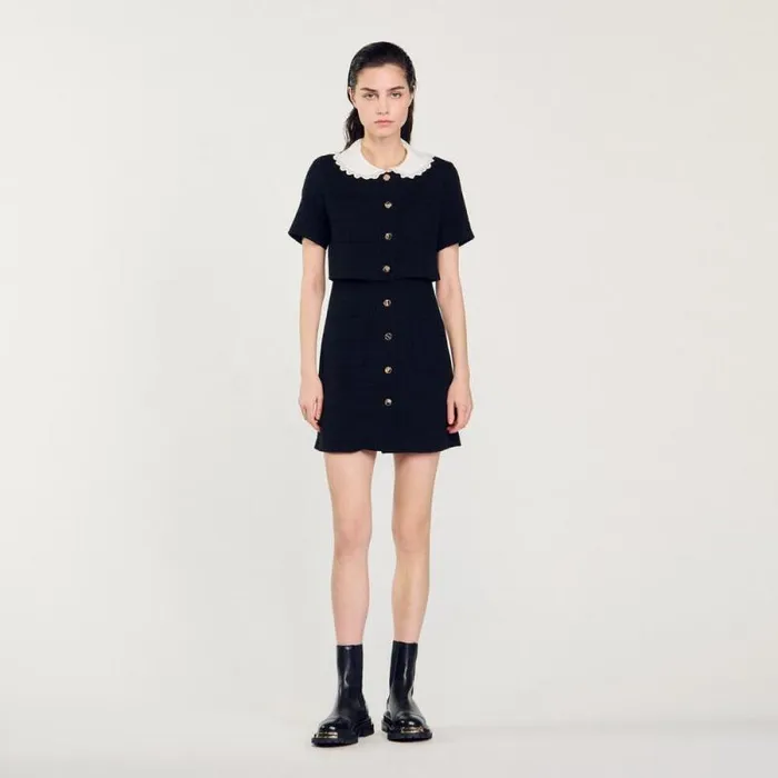 Dresses Women SANDRO Short Tweed Dress Black