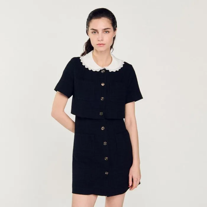 Dresses Women SANDRO Short Tweed Dress Black