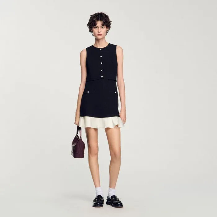 Dresses Women SANDRO Twotone Tweed Short Dress Black