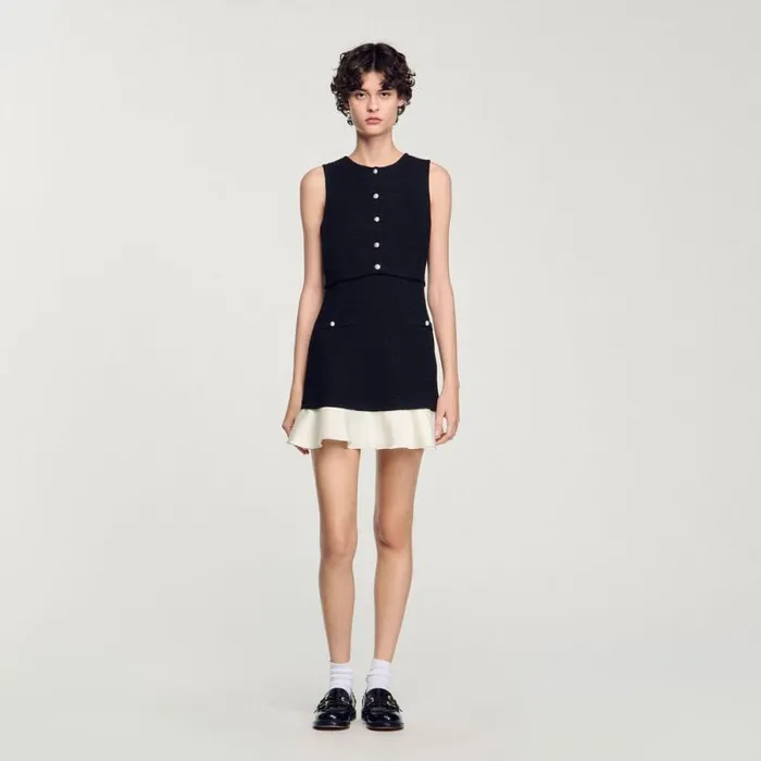 Dresses Women SANDRO Twotone Tweed Short Dress Black
