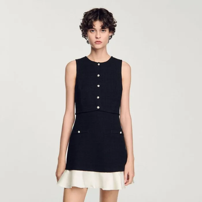 Dresses Women SANDRO Twotone Tweed Short Dress Black