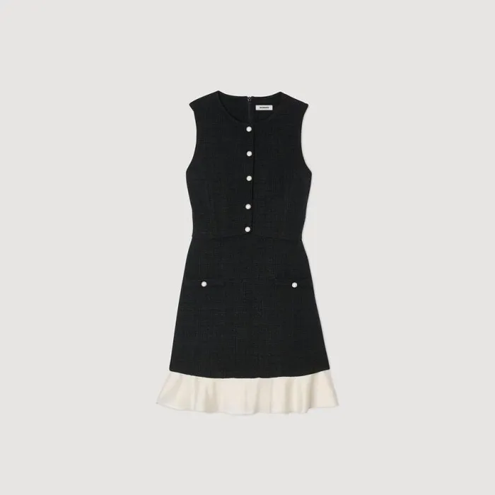 Dresses Women SANDRO Twotone Tweed Short Dress Black