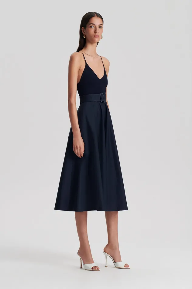 Dresses Women Scanlan Theodore CREPE KNIT CAMISOLE COTTON DRESS NAVY Dresses Women Scanlan Theodore CREPE KNIT CAMISOLE COTTON DRESS NAVY