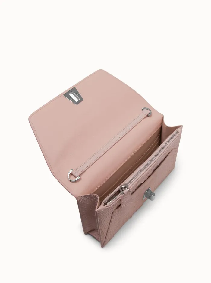 Envelope In Python Nubuck Leather Pale Rose Women Akris Crossbody Bags