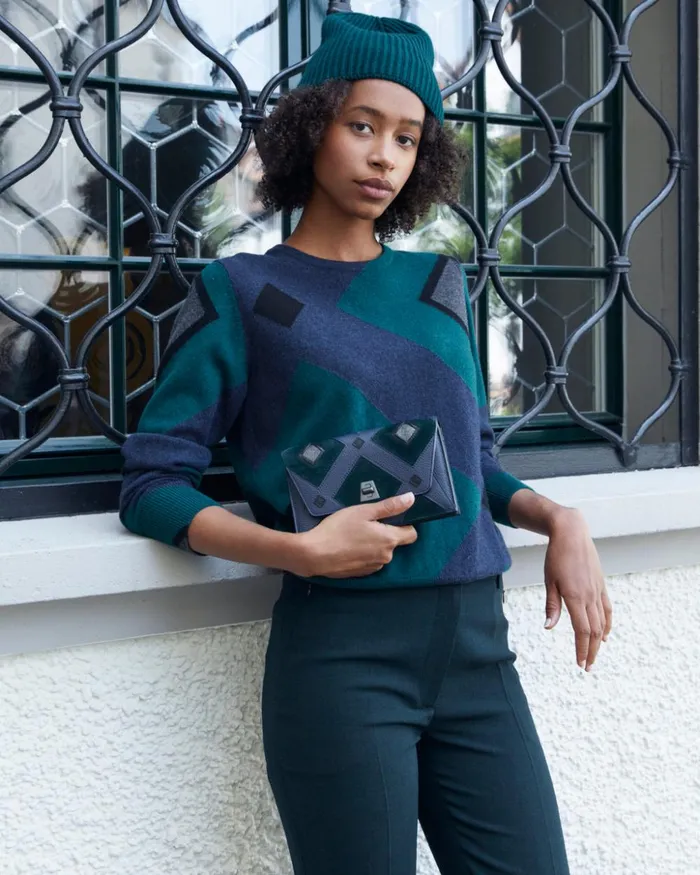 Envelope In Tiled Roof Patchwork Graphitepacific Women Akris Clutches