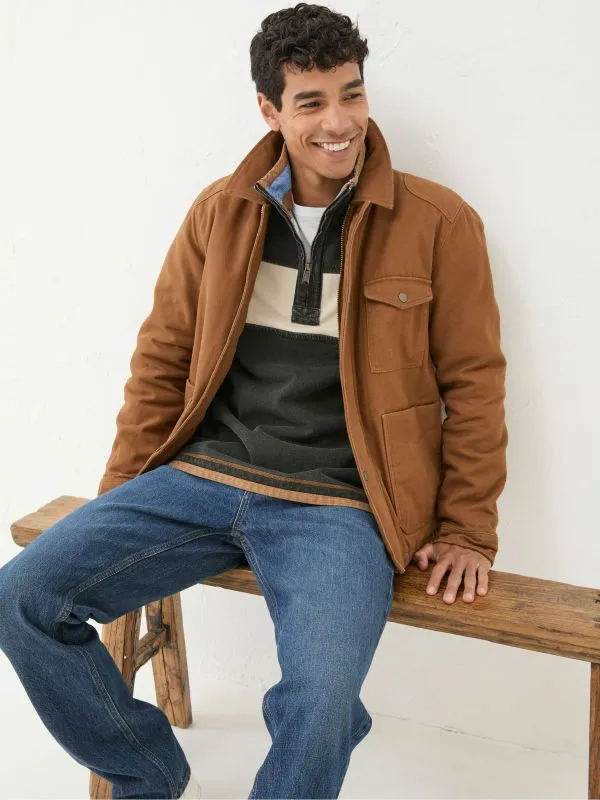 Fat Face Coats and Jackets Men Brandon Tan Brown Canvas Jacket