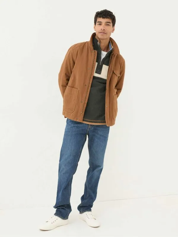 Fat Face Coats and Jackets Men Brandon Tan Brown Canvas Jacket