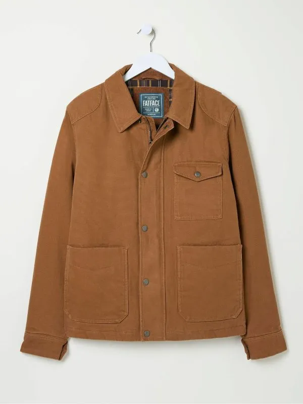 Fat Face Coats and Jackets Men Brandon Tan Brown Canvas Jacket