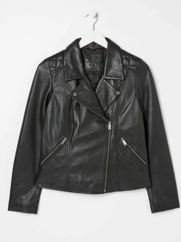 Fat Face Coats and Jackets Women Bethany Black Biker Jacket