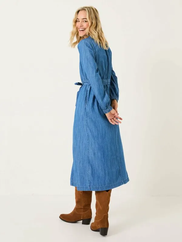 Fat Face Dresses Women Blue Denim Abi Denim 100 Cotton Midi Dress