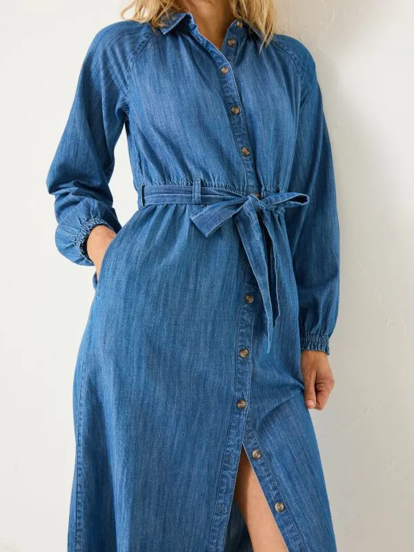Fat Face Dresses Women Blue Denim Abi Denim 100 Cotton Midi Dress