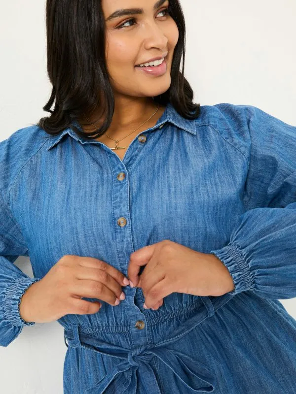 Fat Face Dresses Women Blue Denim Abi Denim 100 Cotton Midi Dress