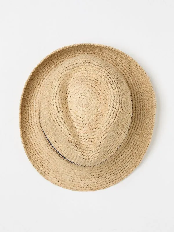 Fat Face Hats Men Natural Stripe Straw Trilby Hat