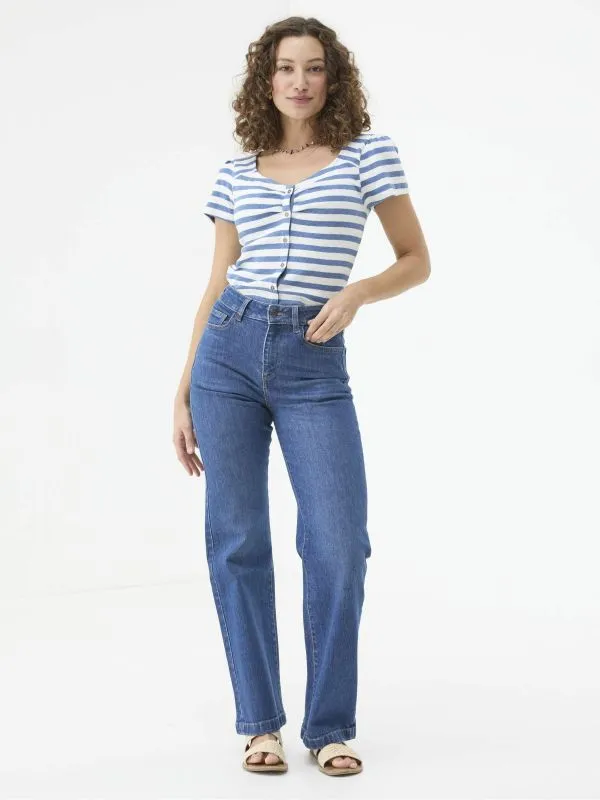 Fat Face Jeans Women Elise Indigo Blue Wide Leg Jeans
