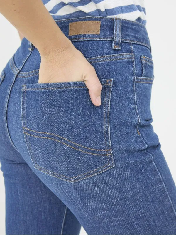 Fat Face Jeans Women Elise Indigo Blue Wide Leg Jeans