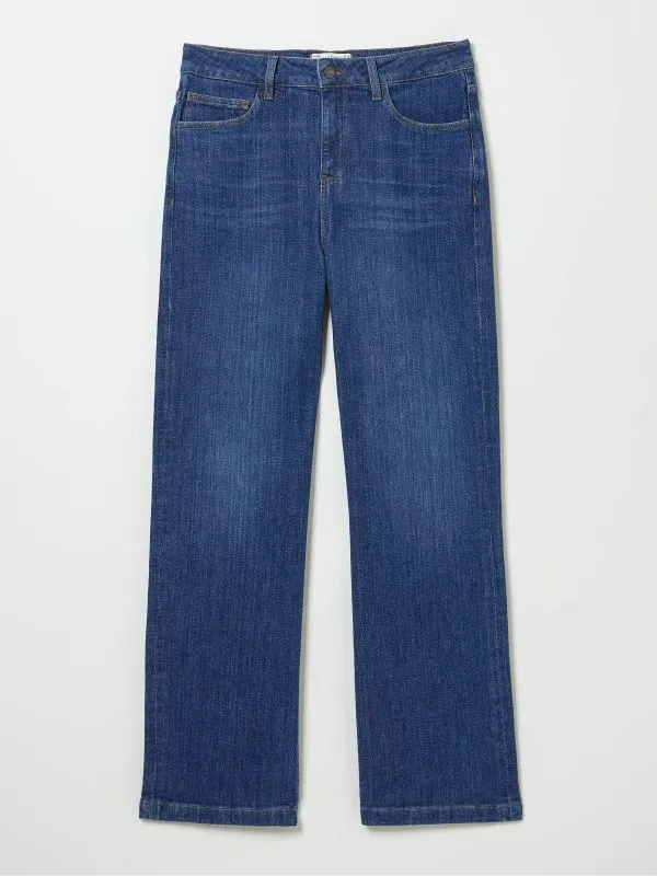 Fat Face Jeans Women Elise Indigo Blue Wide Leg Jeans