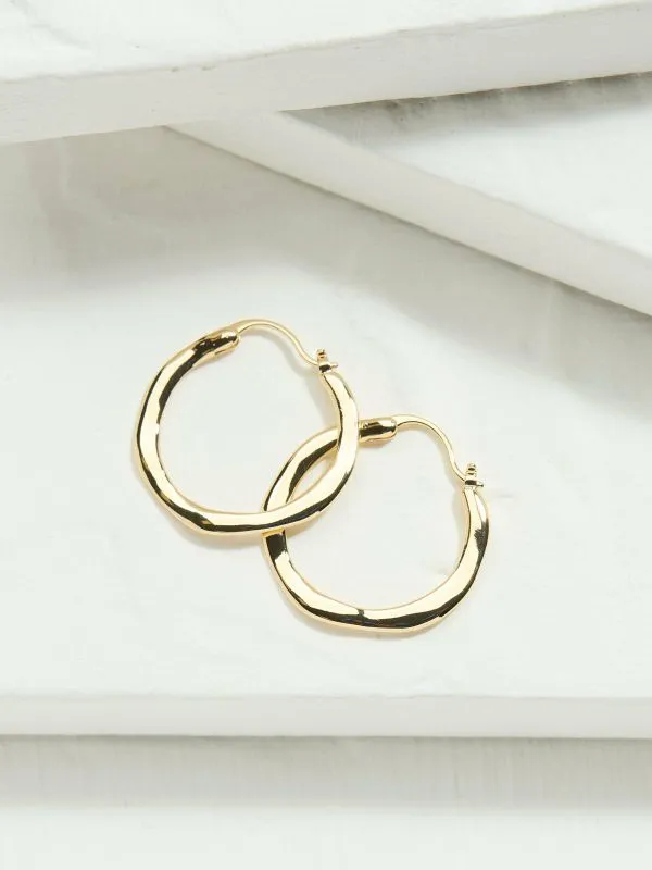 Fat Face Jewellery Women Gold Tone Hammered Hoop Earrings
