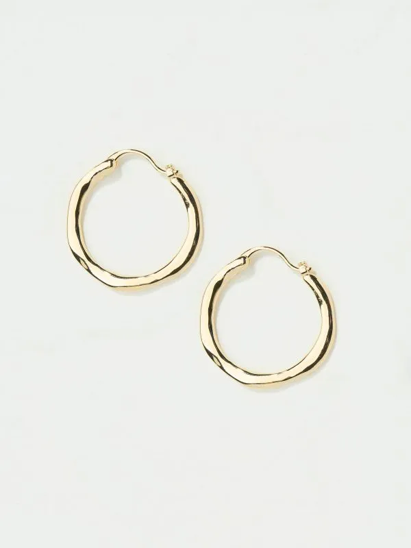 Fat Face Jewellery Women Gold Tone Hammered Hoop Earrings