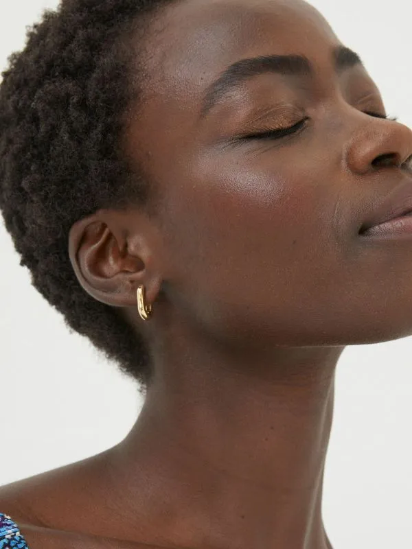 Fat Face Jewellery Women Gold Tone Oval Huggy Hoop Earrings