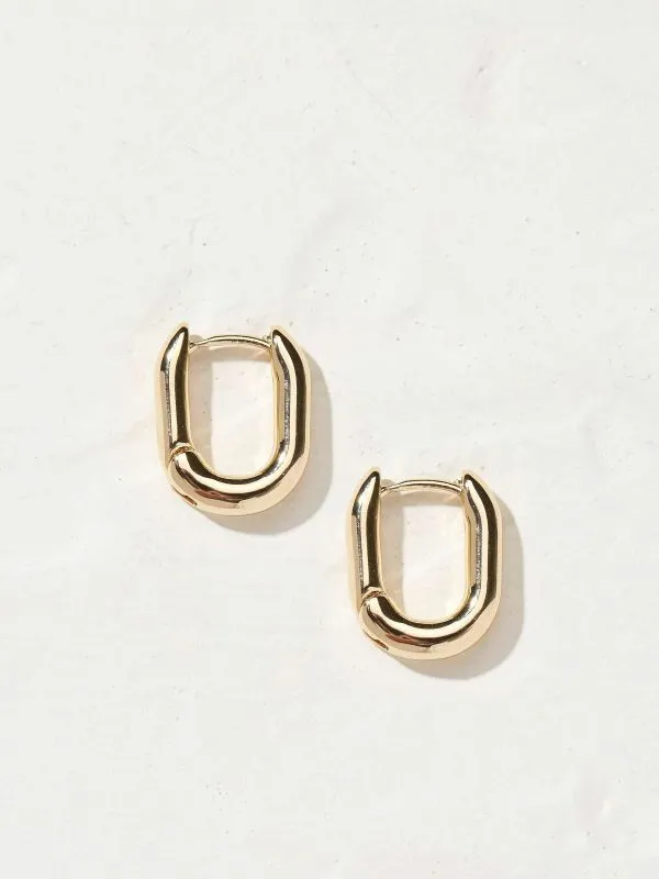 Fat Face Jewellery Women Gold Tone Oval Huggy Hoop Earrings