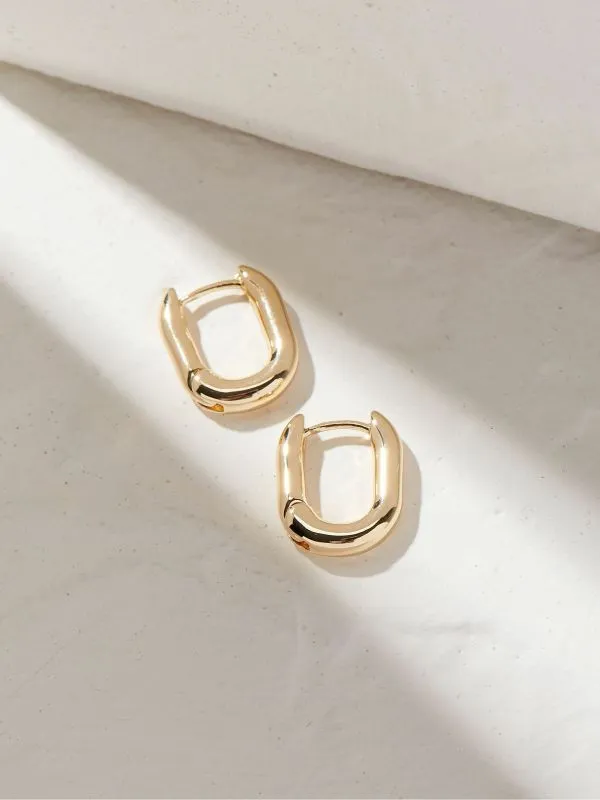 Fat Face Jewellery Women Gold Tone Oval Huggy Hoop Earrings
