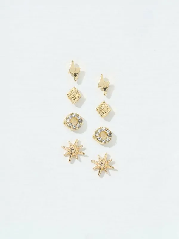 Fat Face Jewellery Women Gold Tone Star Studs 2 Pack